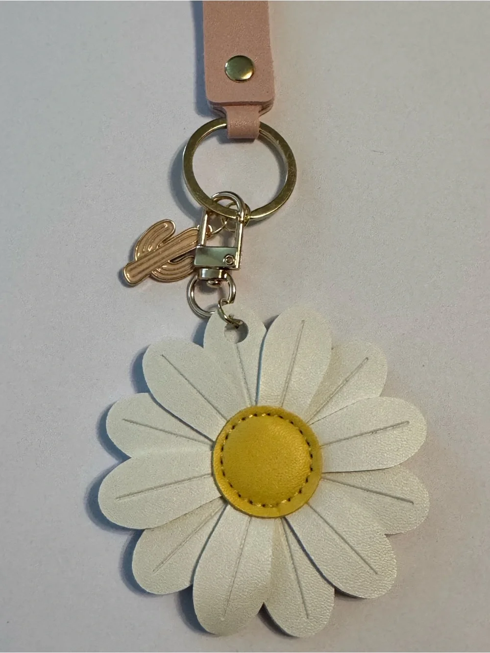 Boho Daisy Cactus Desert Keychain